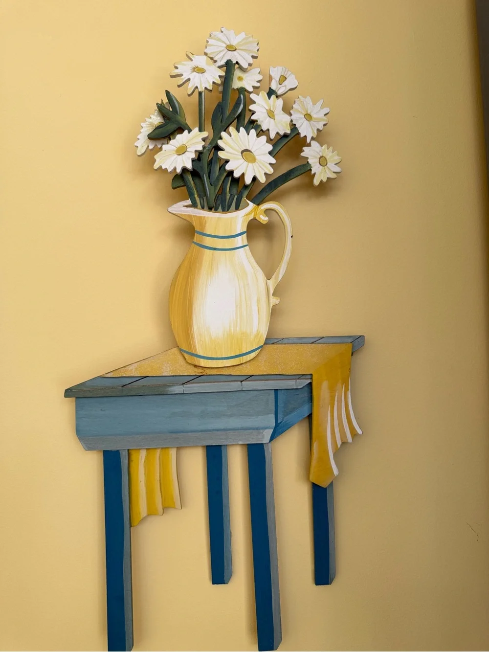 Yellow & Blue Daisy Vase Wall Decor